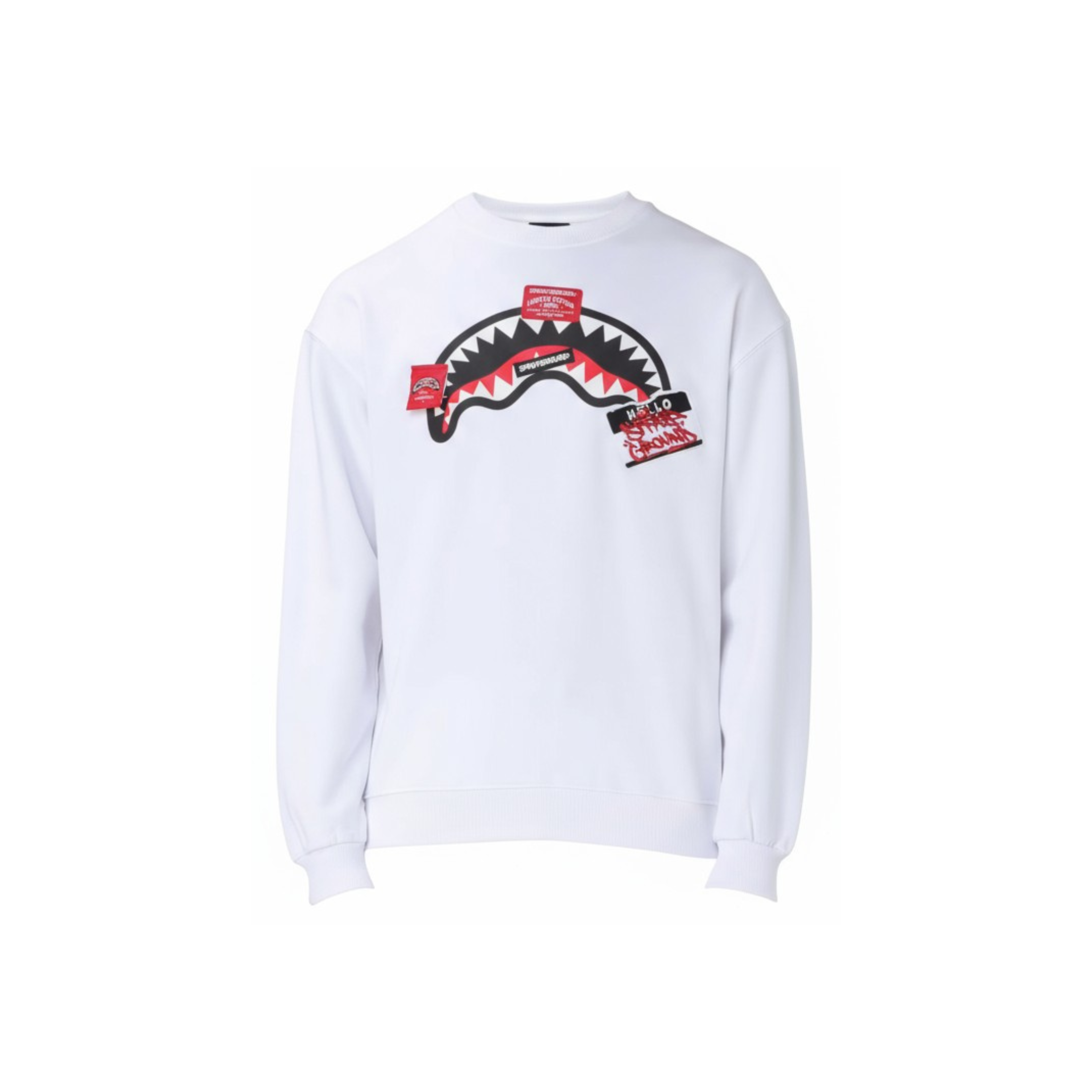 SPRAYGROUND CREWNECK LABEL SHARK WHITE