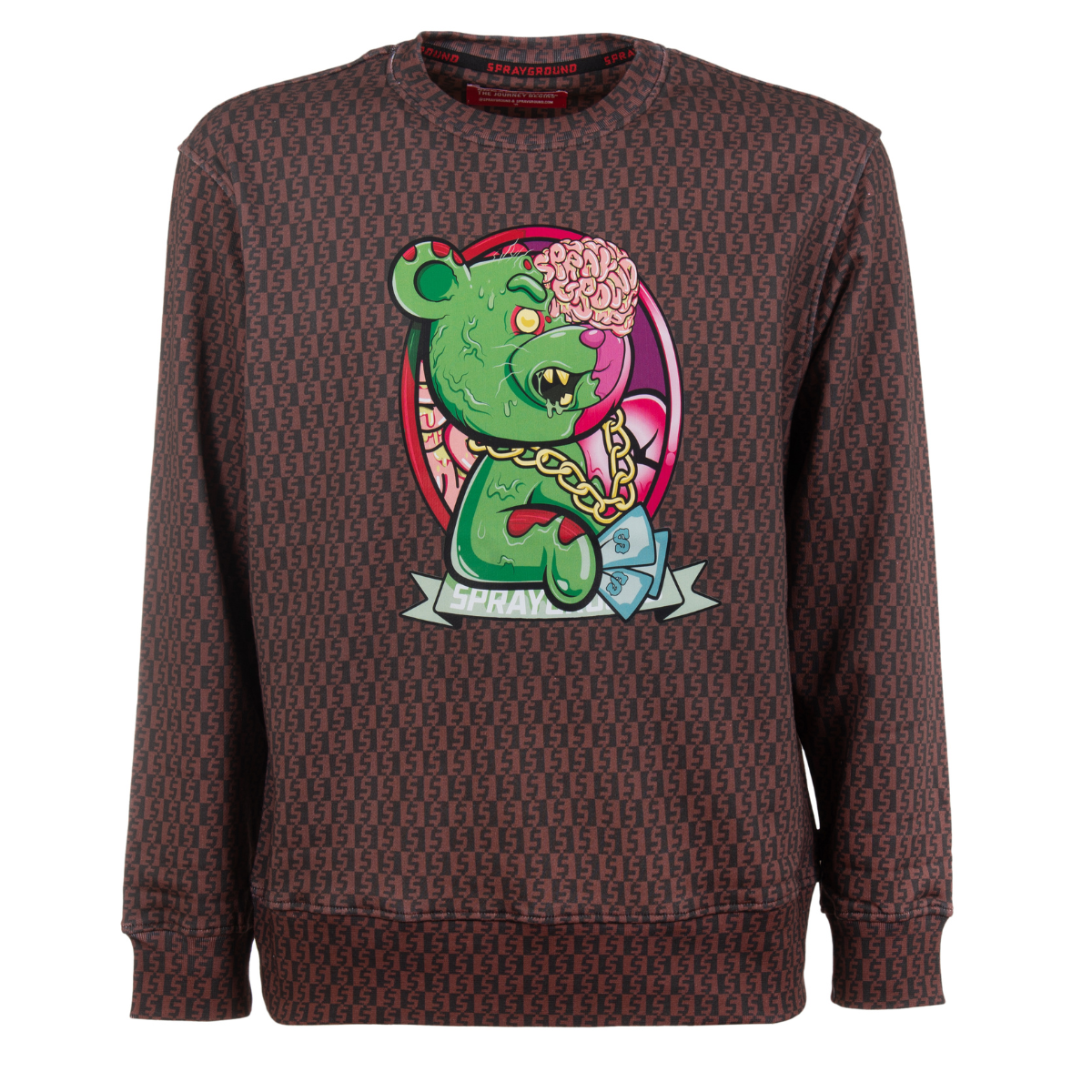 SPRAYGROUND FELPA ZOMBIE BEAR MONEY CHECKERED